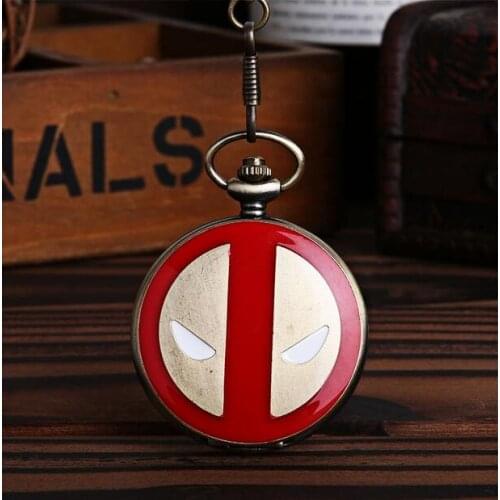 Vintage deadpool bronze flip spider surface clock men gift cowboy chain pocket watches