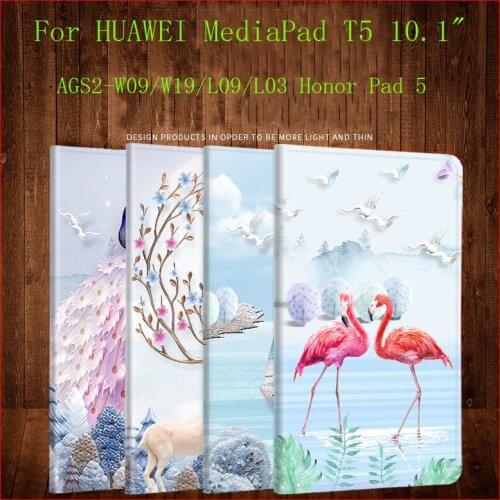 PU Leather Flip Tablet Case Cover For HUAWEI MediaPad T5 10 AGS2-W09/W19/L09/L03 Honor Pad 5 10.1 inch Smart Magnetic Stand Capa