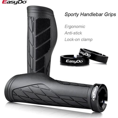 Easydo Mountain Cycling Bike Bicycle MTB Scooter Handlebar Cover Grips Ergonomic Soft Anti-skid Shock-absorbing Alloy Rubber