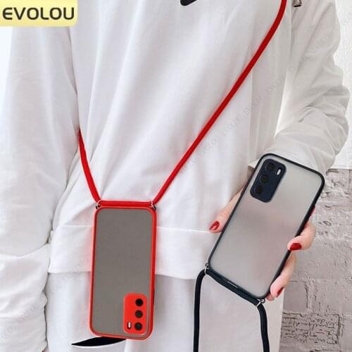 Necklace Crossbody Cord Lanyard Phone Case for Samsung Quantum 2 A82 A22 Matte Translucent Cover for Samsung S21 FE M30S M21 M31