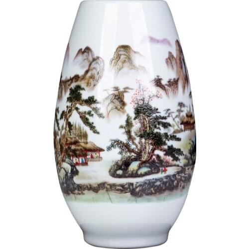 Jingdezhen Peony flower Landscape Porcelain Chinese Vase Antique China Decorated Ceramic Vase