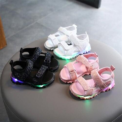 Disney New 2021 children glowing summer sandals private baby soft bottom beach shoes light toddler child