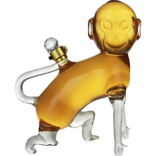 Home lead-free Animal monkey shaped design whiskey decanter novelty wine bottle for Liquor Scotch Bourbon DDC-212