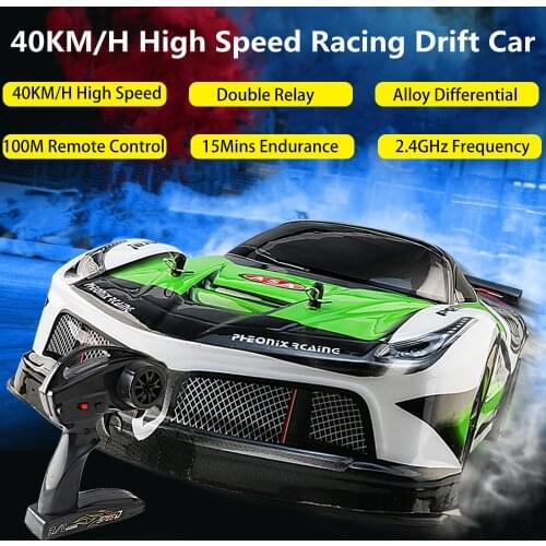 40KM/H High-speed Racing RC Drift Car 4 Wheel Drive 1:10 Scale Alloy Differential 100M Remote Control 15Mins Flight Time RC Toy