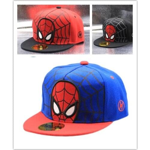 Disney Anime Cartoon Spiderman Caps 2021 Spring New Cartoon Flat Brimmed Hat Hip-hop Hip-hop Hip-hop Cap Children Baseball Cap
