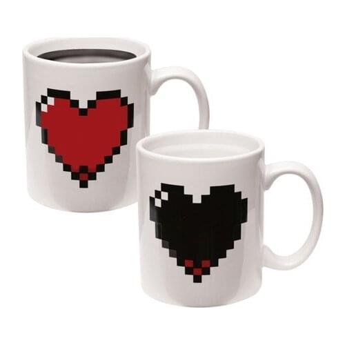 Simple heat-induced discoloration love mug heart-shaped confession ceramic cup birthday gift