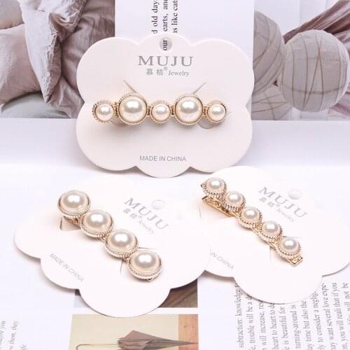 Korean Pearl Hair Clips 2020 Fashion Womens Hair Clip Metal Duckbill Clip Hair Clips for Girls Handmade Pearl Hair Accessories