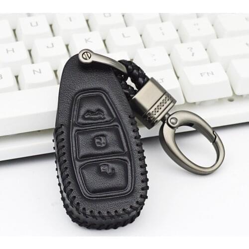 Leather Smart Car Key Case Cover For Ford Focus 3 2 Mk2 Fiesta Mondeo Mk3 Mk4 Kuga C Max 3 Escort Protector Shell Car Styling