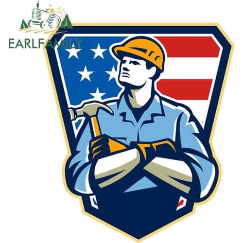 EARLFAMILY 13cm x 11.2cm for American Builder Carpenter Hammer Fine Decal Personality Creative Car Stickers Fashion Decoration