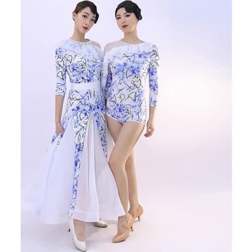 2021 New 2111 Female Latin Dance Dress Women Yarn Puffy Half Sleeve Design Latin Dance Suit Belly Ballroom Performamnce