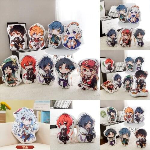 New Game Genshin Impact Venti Diluc Kaeya Klee Aether Lumine Plush Stuffed Dolls Pillow Bed Cushion Toy Cosplay Xmas Gift 45cm