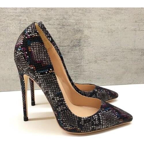 2019 New Fashion free shipping python snake leather Poined Toes Stiletto Heel high heels shoes pump HIGH-HEELED SHOES dress shoe