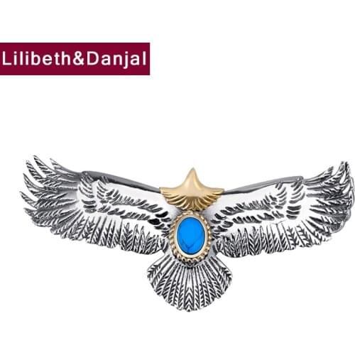 Inlaid Turquoise Real 925 Sterling Silver Eagle Necklace Pendant Fashion Jewelry Accessories Women Men 2021 Free Shipping P04