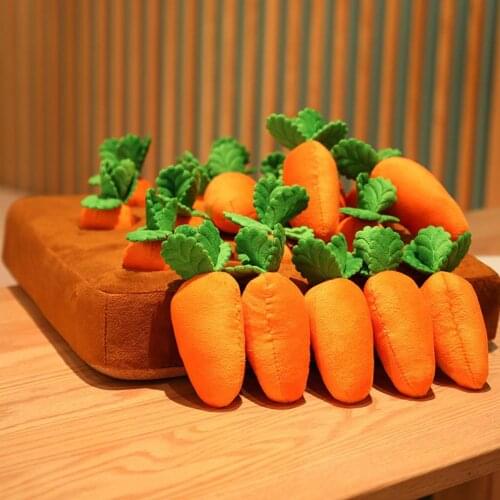 Dog Carrot Plush Toy Vegetable Chew Toy Snuffle Mat For Dogs Cats Pull Radish Plush Toy Pet Bite Doll Fruit Vegetable Field