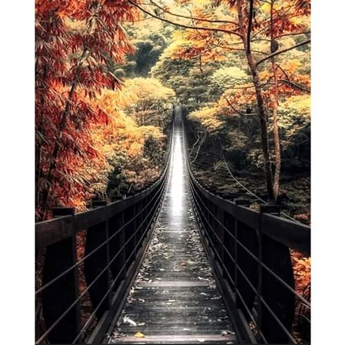 Full Square / Round 5D Diamond Painting "landscape bridge" Diamond Embroidery Sale picture of rhinestones Decorative gift GH364