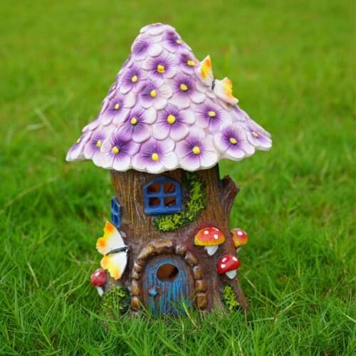 Lovely Solar Light House Miniature Statue Outdoor Garden Path Lawn Decor Kit