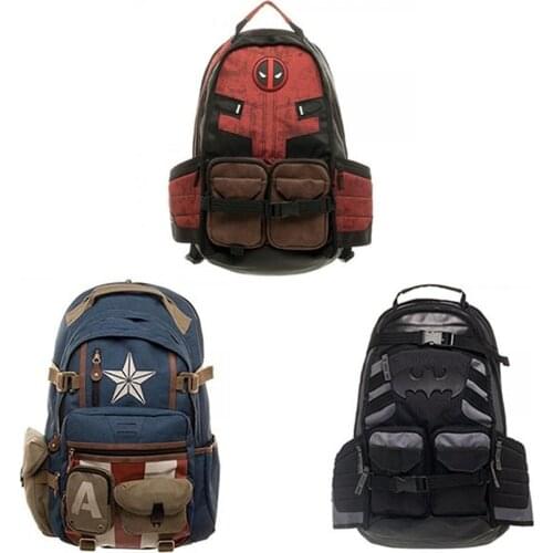 Disney The Avengers Deadpool Batman Captain America Anime Cartoon Printing Backpack Schoolbag Laptop Bag Outdoor Casual Bag