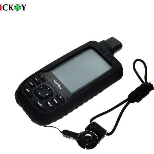 Silicone Protect Case Cover Skin + Black Detachable Ring Neck Strap Lanyard for Handheld GPS Garmin 66 66s 66st Accessories