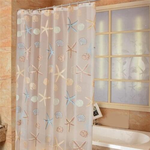 Modern Shower Curtain Starfish Partition Fresh Seaside Style Waterproof Mildew PEVA Curtain For Bathroom Shower Room