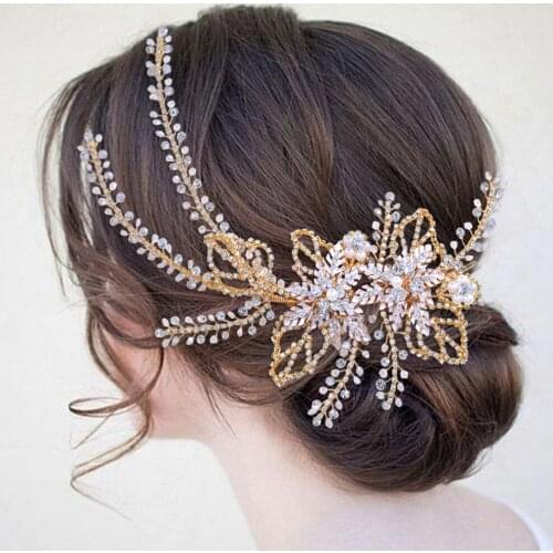 TRiXY H254-G Delicate golden bridal headpiece bridal hair vine crystal bridal headpiece wedding bridal headwear wedding tiaras