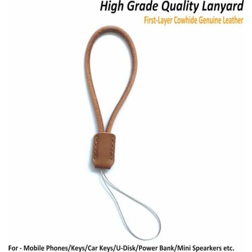 Tikigogo first layer cowhide genuine leather Lanyard for mobile phone for car key keys u-disk power bank etc. lanyard straps