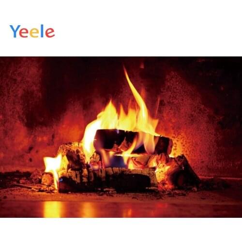 Yeele Merry Christmas Party Winter Fireplace Fire Baby Photo Background Custom Vinyl Photography Backdrop For Photo Studio