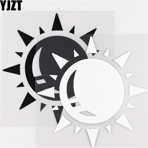 YJZT 14.5X14.5CM Mischievous Sun Fun Window Bumper Vinyl Car Sticker Decals Black / Silver 10A-0341