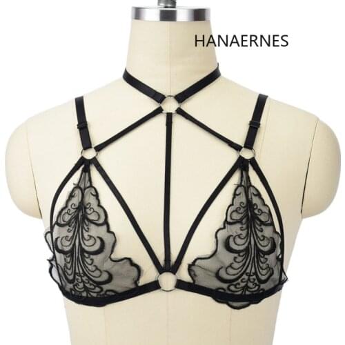 Womens Sexy Wedding Flowers Original Design Lace Goth Top Sexy Bra Bondage Body Harness Belt Adjustable Rave Body Cage Lingerie
