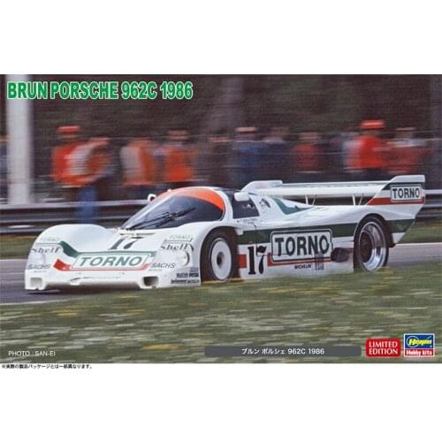 1/24 Hasegawa Plastic Assembly Car Model Toy BRUN Porsche 962C 1986 Static Model DIY Assembly Kit #20455