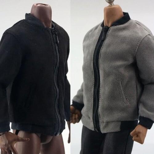 1/6 Scale Male Figure Fleece Jacket Male Clothes Accessory Soldiers Trend Cardigan Coat with zipper for 12" M34 Body