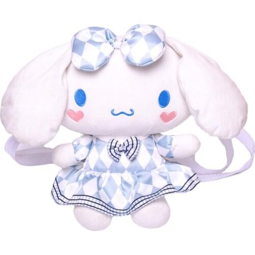 24CM Kawaii Sanrio Plush Doll Toy Anime Cartoon Cinnamoroll Bag Cute Girl Travel Storage Plush Backpack Birthday Gifts For Kids