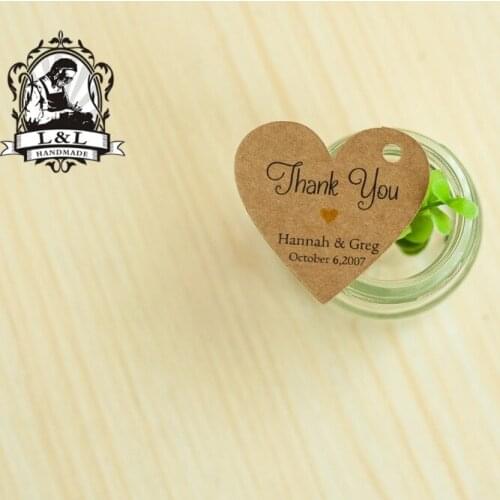 #3 200 pcs 5x4.637cm kraft/white paper label Heart shape label wedding favor tags thank you tags Label customization