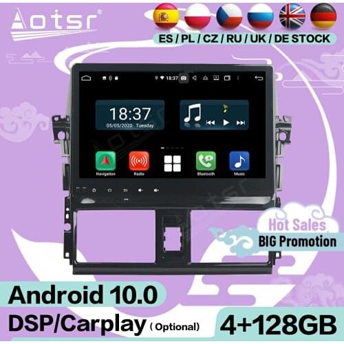 4+128G Carplay Screen Multimedia Stereo Android Player For Toyota Yaris L Vios 2013 2014 2015 GPS Audio Radio Receiver Head Unit