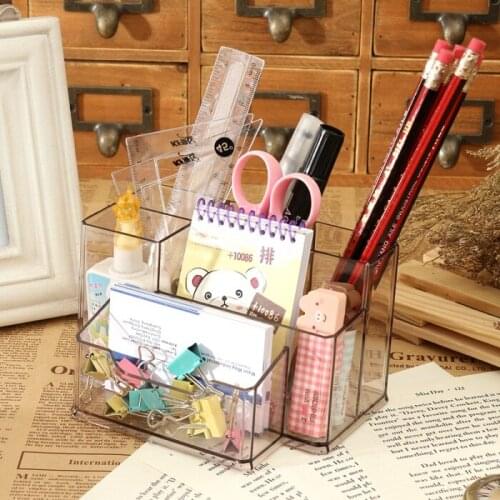 Office table acrylic container box , plexigllass acrylic pen holder , table storage box holder