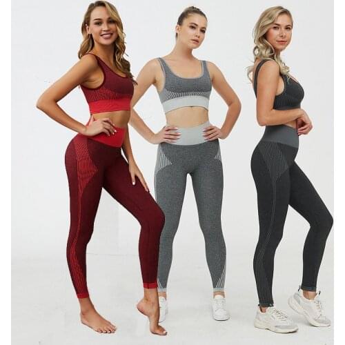 Seamless Gym Set Nylon Woman Yoga Suit Sportswear 2PCS Exercise Top Leggings Women Fitness Wear Yoga Sets Sports Tracksuit YST03