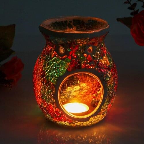 European Oil Furnace Aroma Burner Mosaic Colorful Candle Holder Candlestick Vase Romantic Crafts Gifts Home Decoration WF