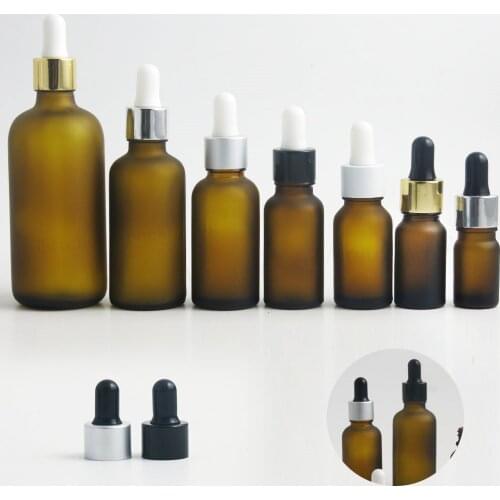 12 x 100ml 50ml 1oz 2/3oz 1/2oz 1/3oz frost amber glass essential oil dropper bottle brown glass essential drop vials