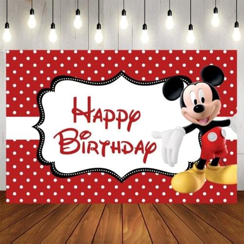 Disney Hot Cartoon Red Mickey Mouse Party Photo Background Minnie Mouse Colorful Wallpaper Happy Birthday Baby Shower Backdrops
