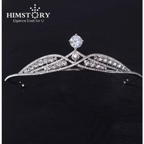 HIMSTORY French Simple Style Wedding Hair Crown Bridal Hair Accessories Head Tiaras Hair Jewelry Wome Party Festival Hair crown