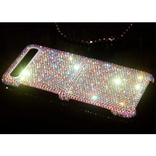 IColors Luxury Glitter Real Diamond Case For Samsung Galaxy Z Flip 5G Cute Bling Full Crystal SM-F700 SM-F707 Protective Cover