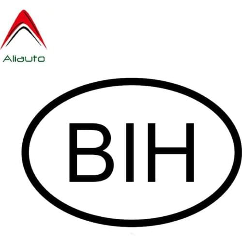 Aliauto Interesting Funny Car Sticker Bih Bosnia Country Code Oval Vinyl Waterproof Sunscreen Decal Black/Silver,13cm*9cm
