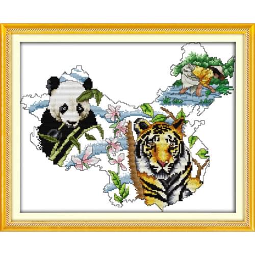 The map of China cross stitch kit print canvas stitching embroidery DIY handmade needlework