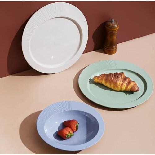Nordic ceramic dinner plate hotel restaurant steak pasta shallow plate light luxury breakfast salad fruit daily tableware