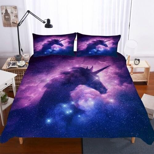 Cute Unicorn Series Bedding Sets Quilt Cover 3Pcs Duvet Cover with Pillowcase Twin Full Queen King Size Girl Home Bedroom Decor