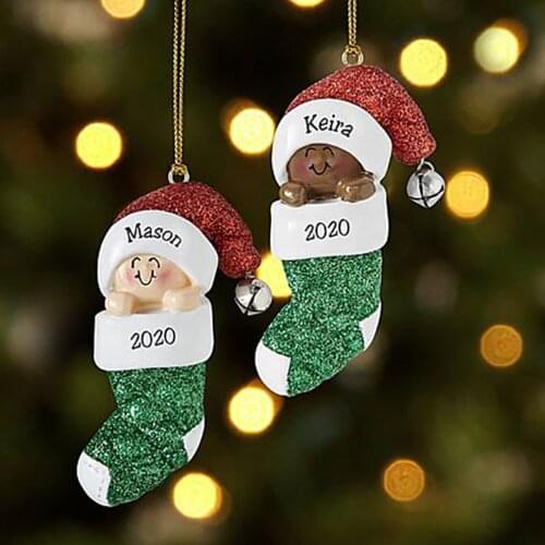 Christmas Tree Pendant Creative Christmas Socks Pendant DIY Name Blessing Pendant Christmas Decorations