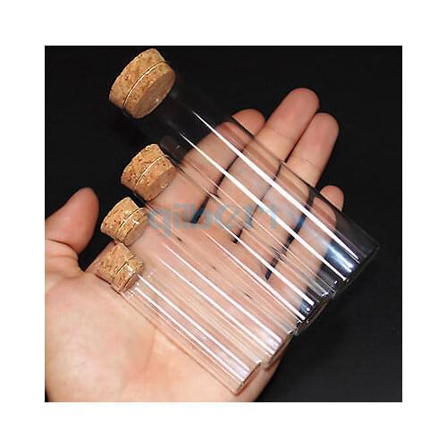 5Pcs 30x100mm Lab Glass Test Tube Flat Bottom With Wood Stopper Thermostability
