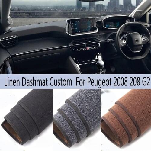Car Styling Linen Dash Mat Covers Dashmat Dashboard Pad Carpet AccessoriesFor Peugeot 2008 208 E208 G2 2020 2021