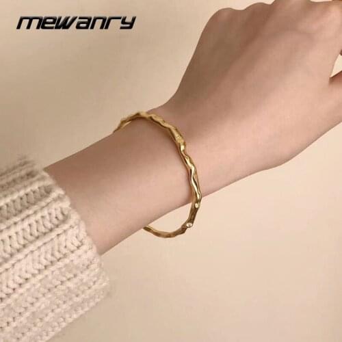 Mewanry 925 Sterling Silver Bracelet for Women New Trend Elegant Vintage Concave and Convex Surface Party Jewelry Birthday Gifts