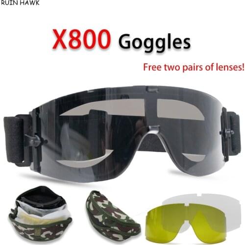 USMC X800 Military Army Goggles Men Tactical Airsoft Paintball Eye Protection Safety Glasses Hunting Shooting Glasses 3 Lens