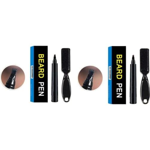 Beard Filling Pen Kit Men Waterproof Male Mustache Pencil Filler Shaping Grooming Set Barber Facial Hair Repair Tool